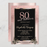 Chic Rose Gold Glitter Ombre 80th Birthday Party Invitation<br><div class="desc">Elegant rose gold glitter ombre on a rose gold background.</div>