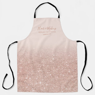 Chic rose gold glitter ombre blush pink makeup apron