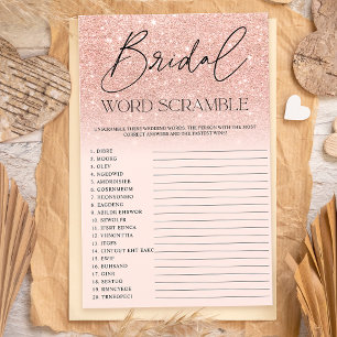 Chic rose gold glitter ombre pink Bridal scramble 