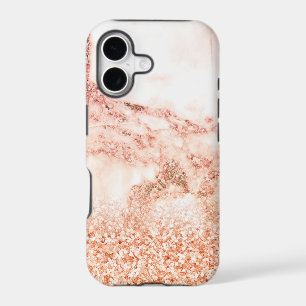 Chic rose gold glitter ombre pink glitter marble
