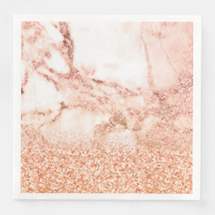Chic rose gold glitter ombre pink glitter marble napkin