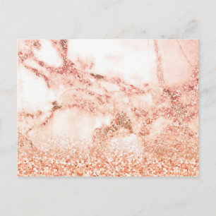 Chic rose gold glitter ombre pink glitter marble postcard