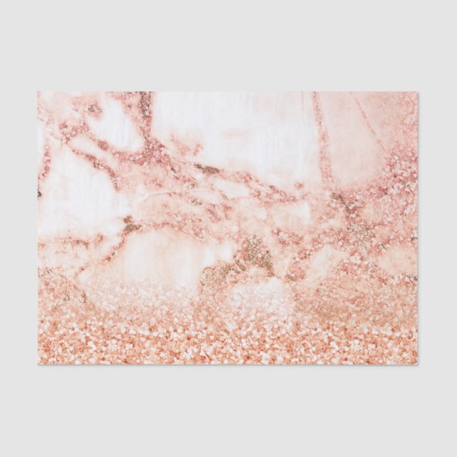 Chic rose gold glitter ombre pink glitter marble tissue paper (Front)