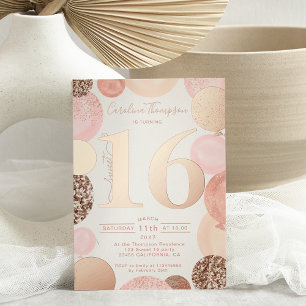 Chic rose gold glitter pink balloon Sweet 16 photo