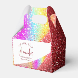 Chic Rose Gold Glitter Rainbow Sweet 16 Birthday Favour Box