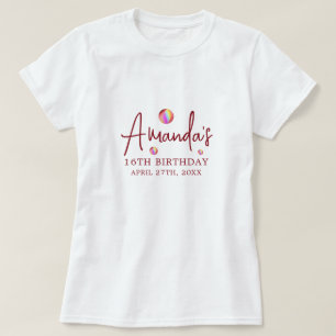 Chic Rose Gold Glitter Rainbow Sweet 16 Birthday T-Shirt