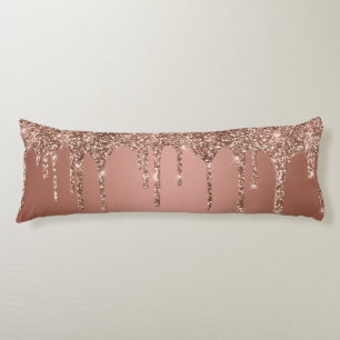 Chic Rose Gold Glitter Sparkle Drips Body Cushion
