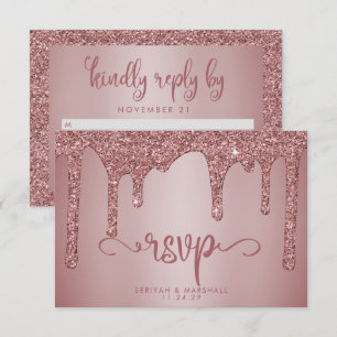 Chic Rose Gold Glitter Sparkle Wedding RSVP Card
