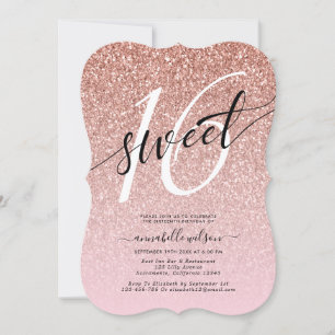 Chic Rose Gold Glitter Sweet 16 Birthday Party Invitation
