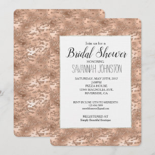 Chic Rose Gold Glitzy Glam Bridal Shower Invitation
