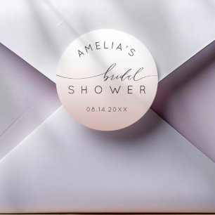 Chic Rose Gold Gradient Bridal Shower Classic Round Sticker