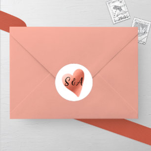 Chic Rose Gold Heart Wedding Classic Round Sticker