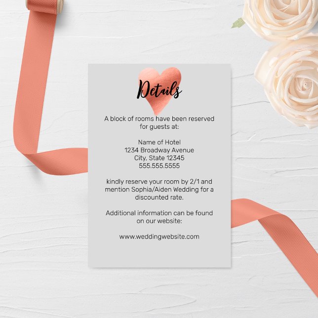 Chic Rose Gold Heart Wedding Enclosure Card (Creator Uploaded)