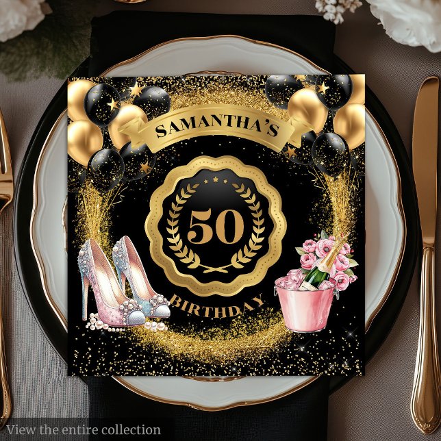 Chic Rose Gold Heels Napkins with Gold Balloons (Chic Rose Gold Heels Napkins with Gold Balloons

)