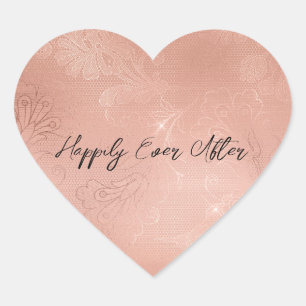 Chic Rose Gold Lace Wedding Heart Sticker