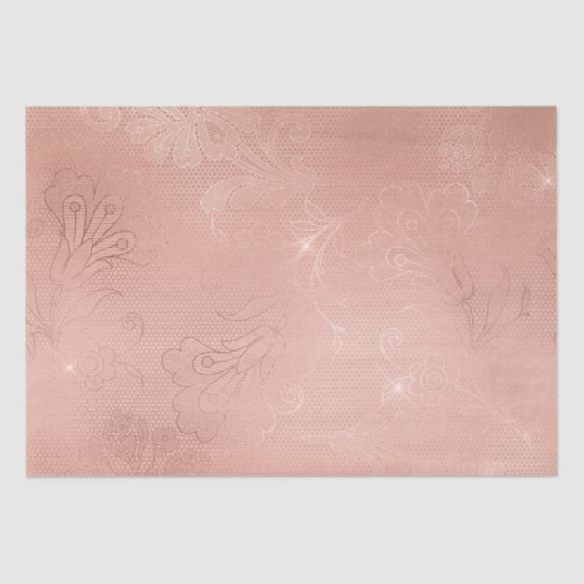 Chic Rose Gold Lace Wedding Tissue Paper (Front)