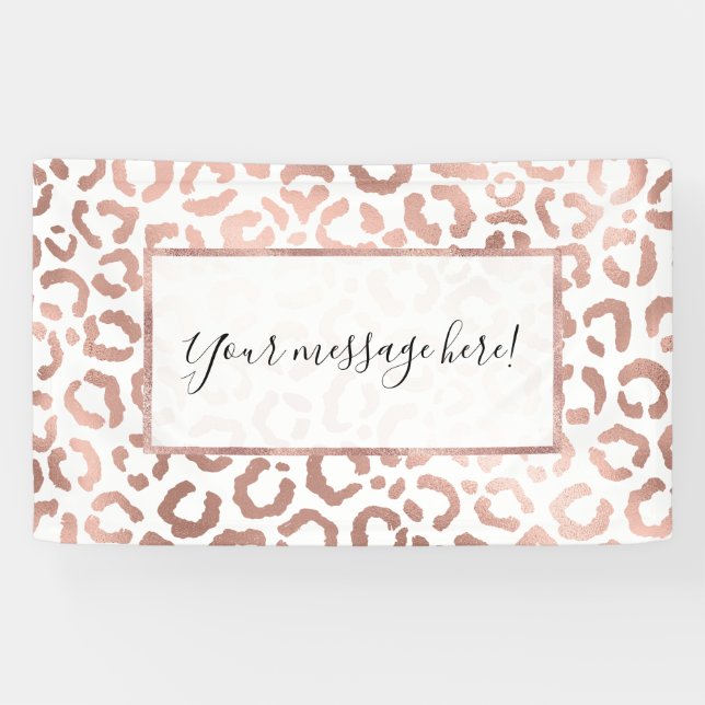 Chic Rose Gold Leopard Cheetah Animal Print Banner (Horizontal)