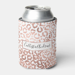 Chic Rose Gold Leopard Cheetah Animal Print Can Cooler