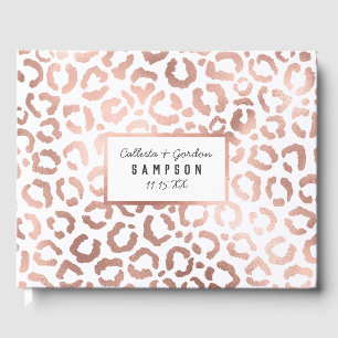 Chic Rose Gold Leopard Cheetah Animal Print Guest Book