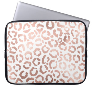 Chic Rose Gold Leopard Cheetah Animal Print Laptop Sleeve