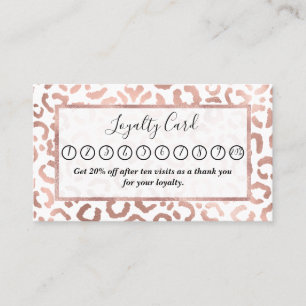Chic Rose Gold Leopard Cheetah Animal Print Loyalty Card