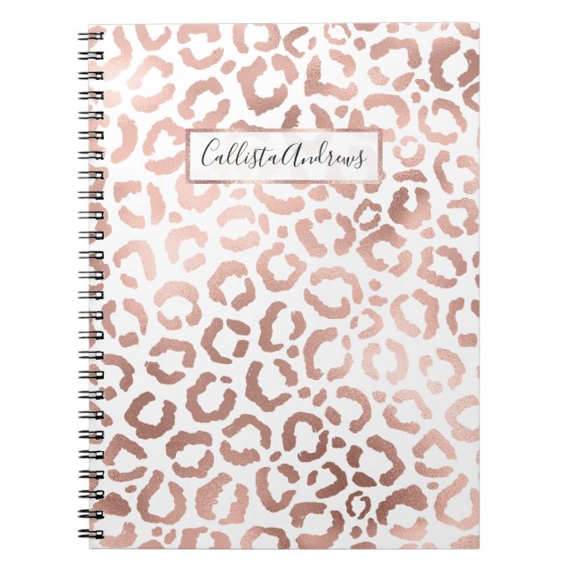 Chic Rose Gold Leopard Cheetah Animal Print Notebook (Front)