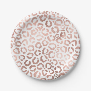 Chic Rose Gold Leopard Cheetah Animal Print Paper Plate