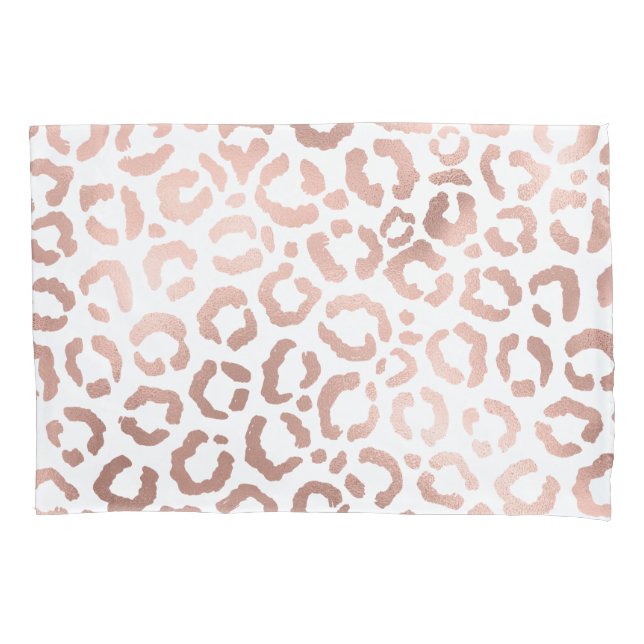 Chic Rose Gold Leopard Cheetah Animal Print Pillowcase (Front)