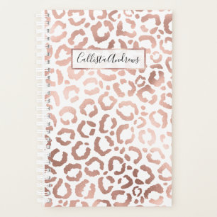 Chic Rose Gold Leopard Cheetah Animal Print Planner