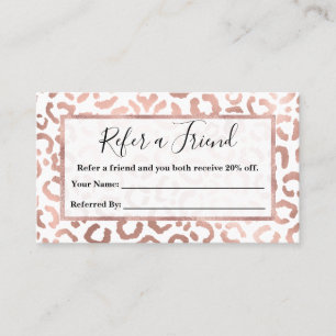 Chic Rose Gold Leopard Cheetah Animal Print Referral Card