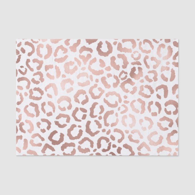 Chic Rose Gold Leopard Cheetah Animal Print Tissue Paper (Front)
