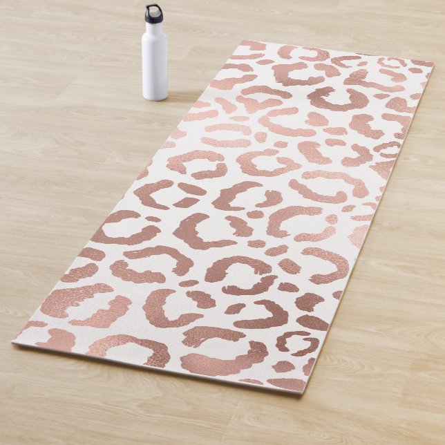 Chic Rose Gold Leopard Cheetah Animal Print Yoga Mat (In Situ)
