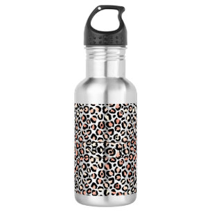 Chic Rose Gold Leopard Print Personalised 532 Ml Water Bottle