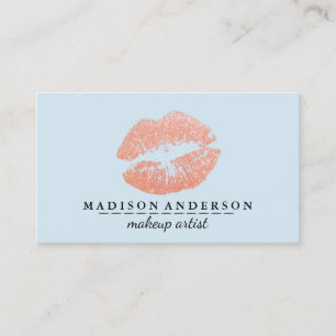 Chic Rose Gold Lips Makeup Artist Business Card