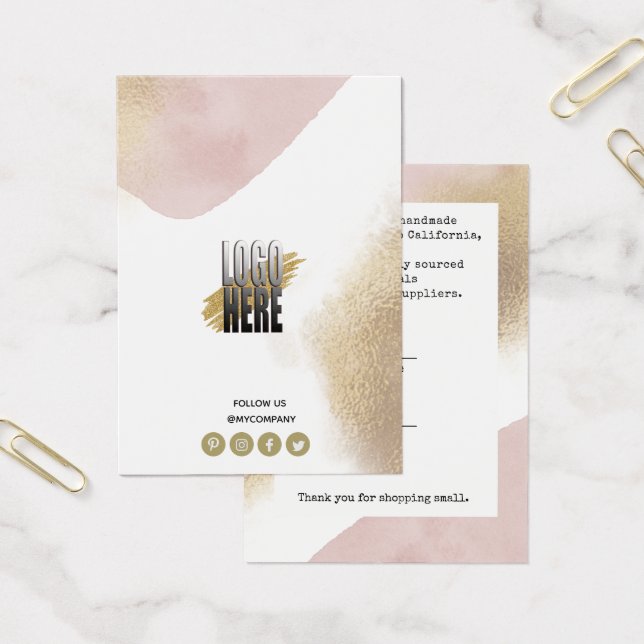 Chic Rose Gold Logo Clothing Display Price Tag (Office)