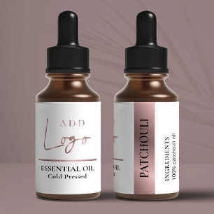 Chic Rose Gold Logo Cosmetic Essential Oil Bottle
