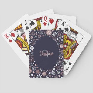 Chic rose gold luxury metallic winter snowflakes playing cards