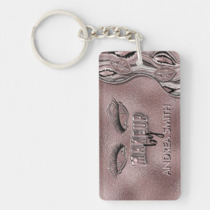 Chic Rose Gold Makeup Artist Personalised Elegant  Key Ring
