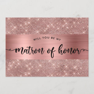 Chic Rose Gold Matron of Honour Proposal Invitatio Invitation