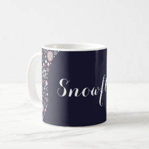 Chic rose gold metallic winter snowflakes  coffee mug