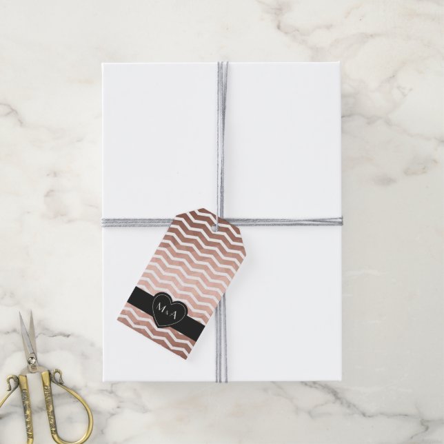 Chic rose gold modern thank you wedding tag (With Twine)