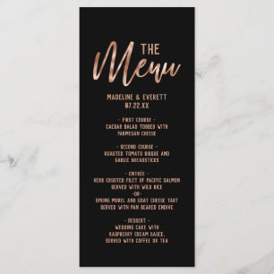 Chic Rose Gold Modern Typography Wedding Menu