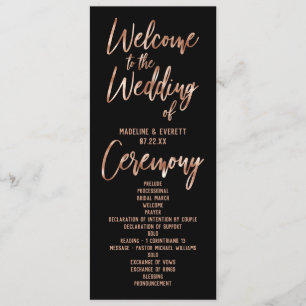 Chic Rose Gold Modern Typography Wedding Program Programme