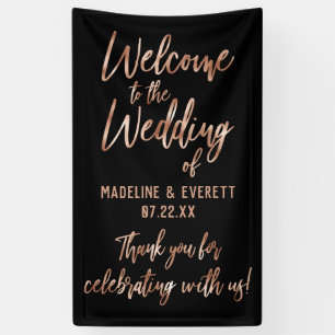 Chic Rose Gold Modern Typography Wedding Welcome Banner