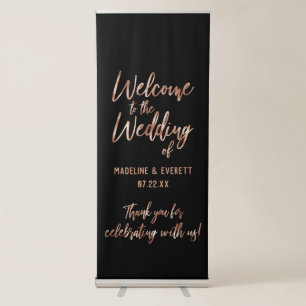 Chic Rose Gold Modern Typography Wedding Welcome Retractable Banner