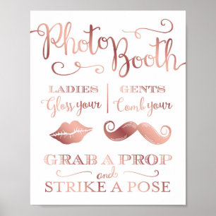 Chic Rose Gold PHOTO BOOTH GRAB A PROP Sign Print
