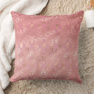 Chic Rose Gold Pink Abstract Cushion