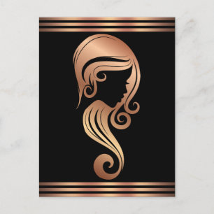 Chic Rose Gold Pink Beauty Girl Hair Makeup Salon Postcard
