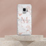 Chic Rose Gold Pink Foil Marble Monogram Case-Mate Samsung Galaxy S9 Case<br><div class="desc">Chic Elegant Pink Rose Gold Foil Marble Monogram phone case with coppery pink marble and your custom name and monogram.</div>