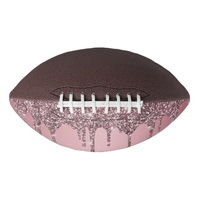 Chic Rose Gold Pink Glitter Drips Sparkle American Football (Front)